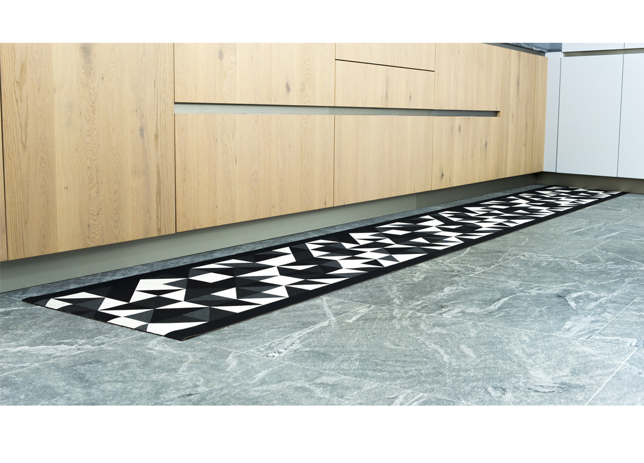 Passatoia Cucina Antiscivolo In Tessuto Jacquard Fantasia Origami Nero - Foto 6 di 7