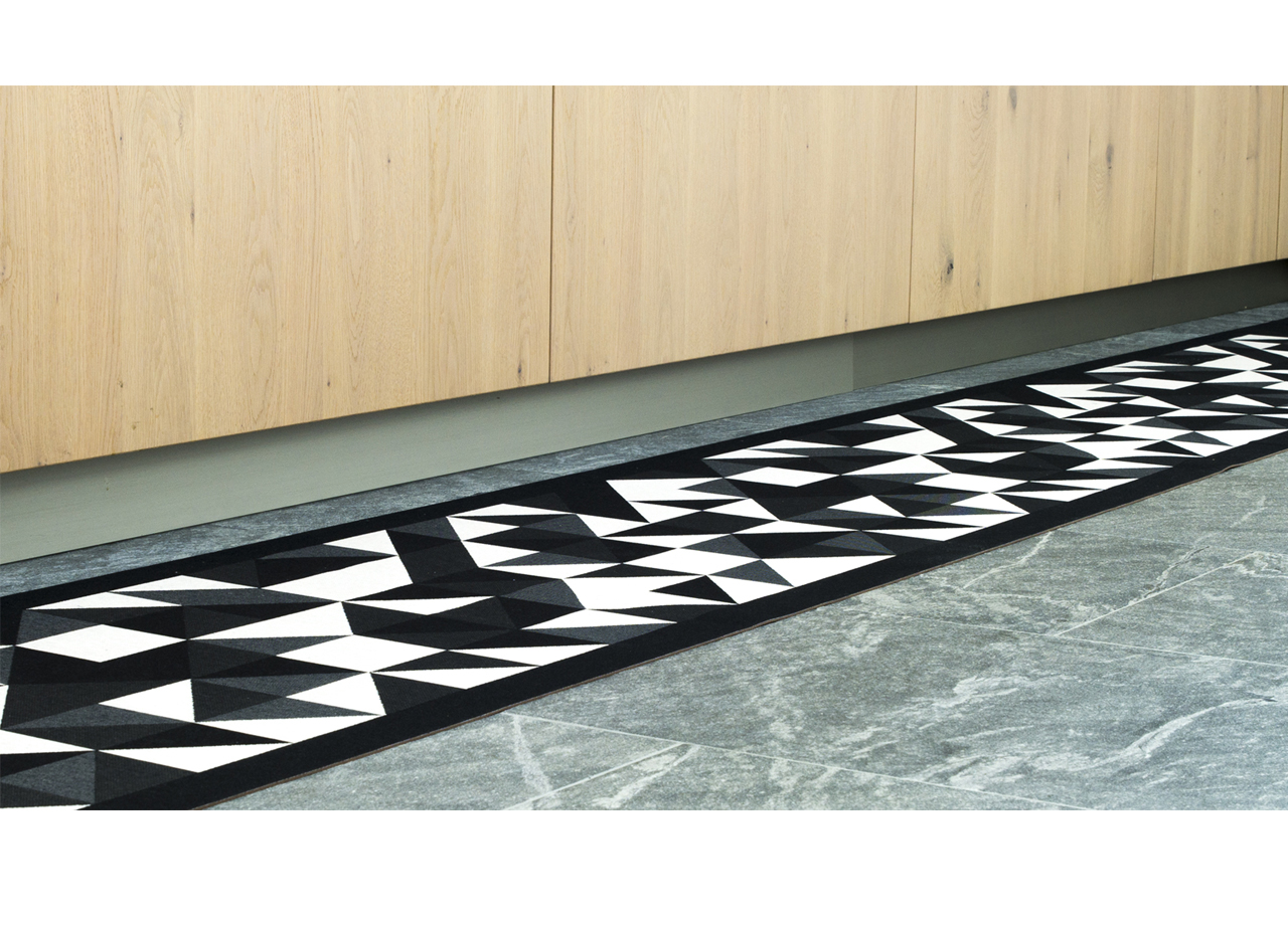 Passatoia Cucina Antiscivolo In Tessuto Jacquard Fantasia Origami Nero - Foto 7 di 7
