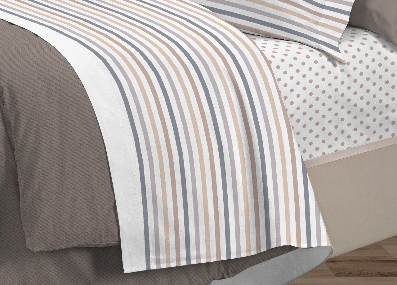 Set Completo Lenzuola In 100% Cotone Linea 30Ventisette Riga Dots - Foto 4 di 21