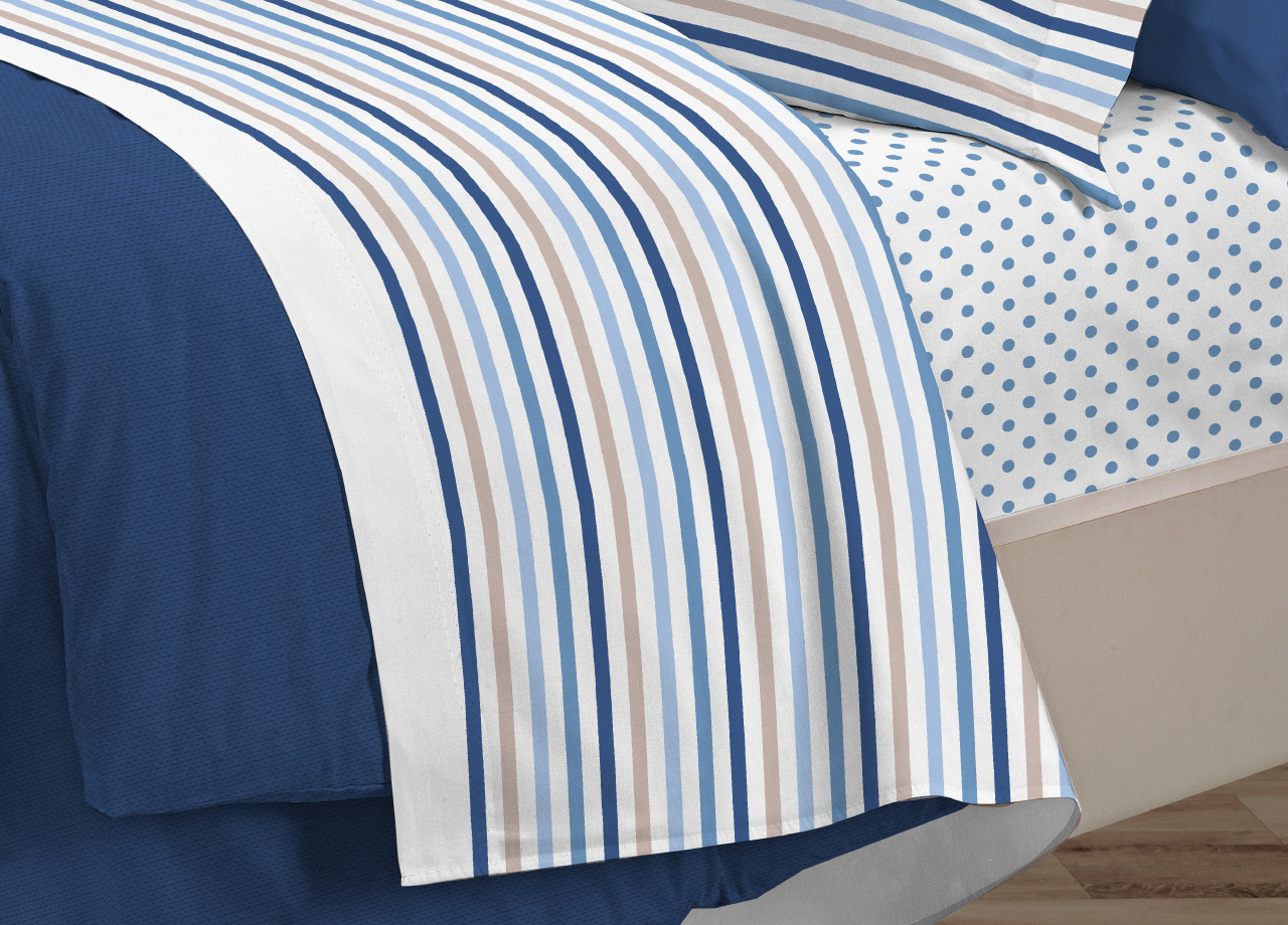 Set Completo Lenzuola In 100% Cotone Linea 30Ventisette Riga Dots - Foto 9 di 21