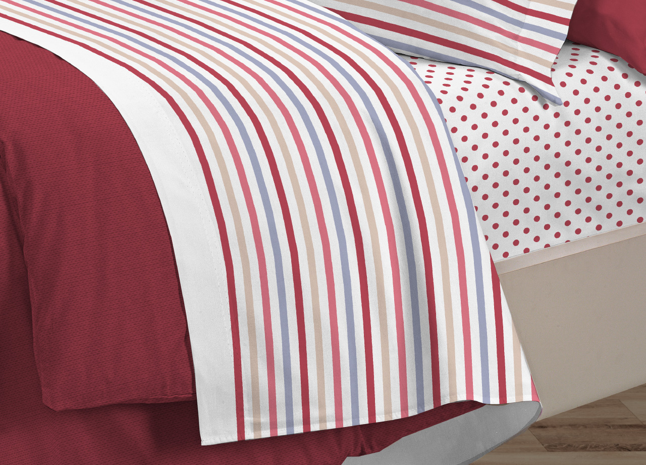 Set Completo Lenzuola In 100% Cotone Linea 30Ventisette Riga Dots - Foto 14 di 21