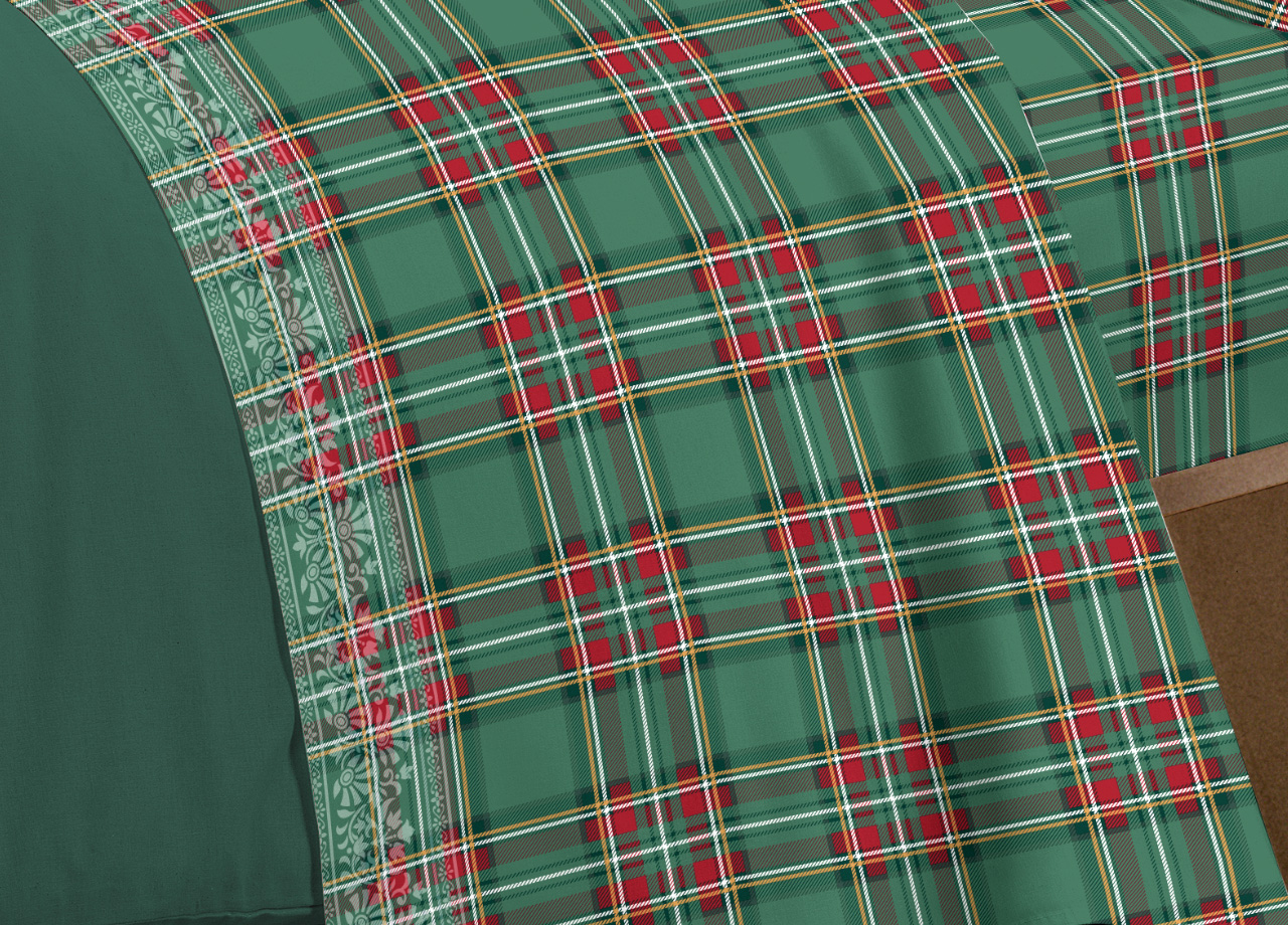 Set Completo Lenzuola In 100% Cotone Linea Pensieri Delicati Orsetto Tartan - Foto 20 di 21