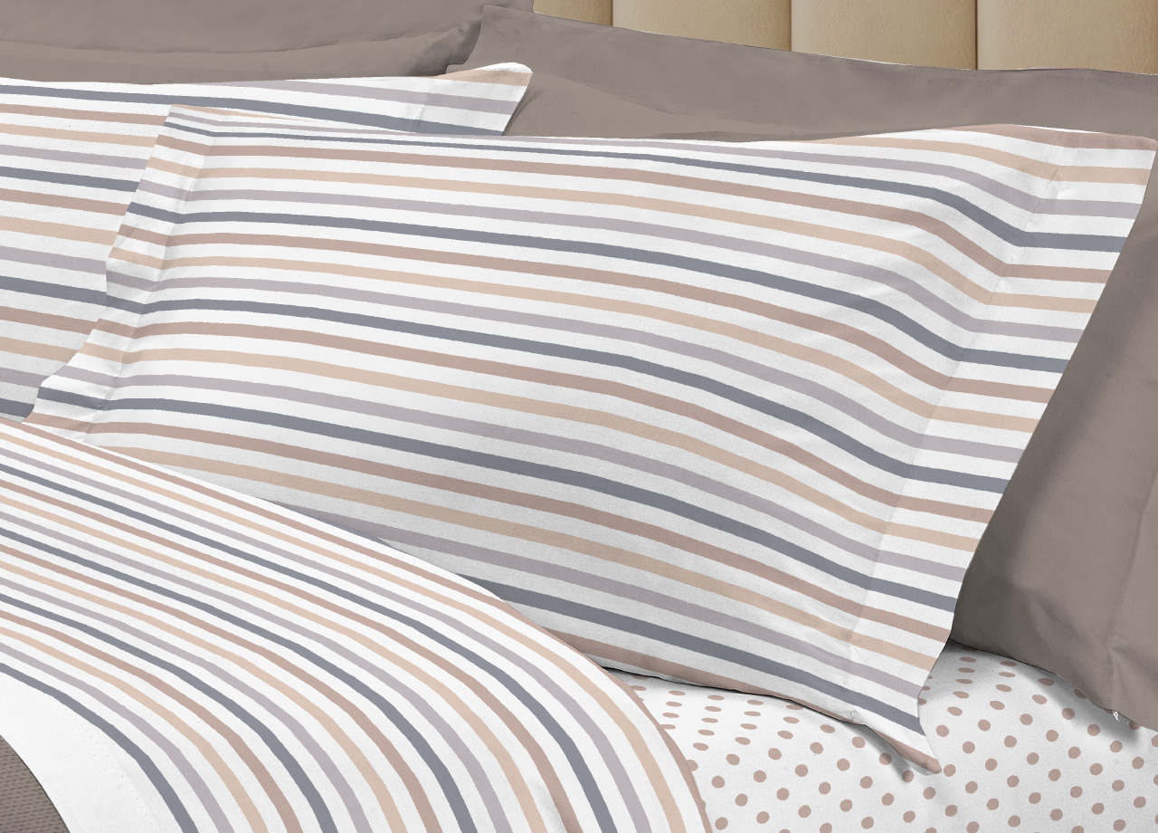 Set Completo Lenzuola In 100% Cotone Linea 30Ventisette Riga Dots - Foto 3 di 21