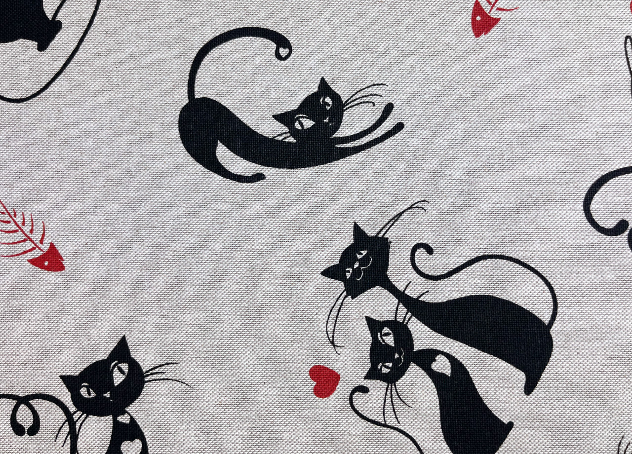 Tovaglia Cucina Pranzo Tessuto Miros Fantasia Cat Nero RP - Foto 3 di 5