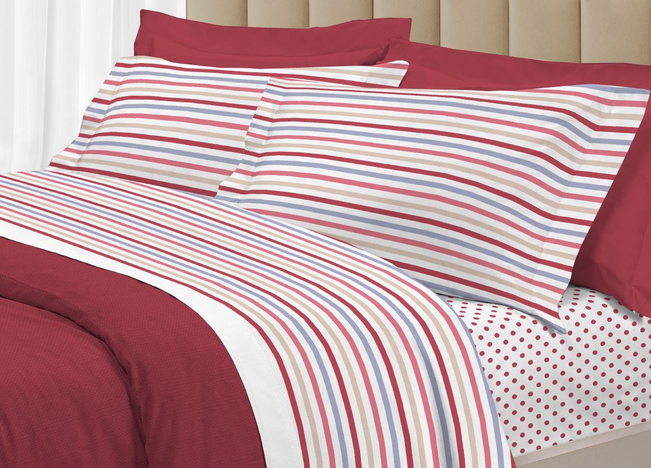 Set Completo Lenzuola In 100% Cotone Linea 30Ventisette Riga Dots - Foto 12 di 21
