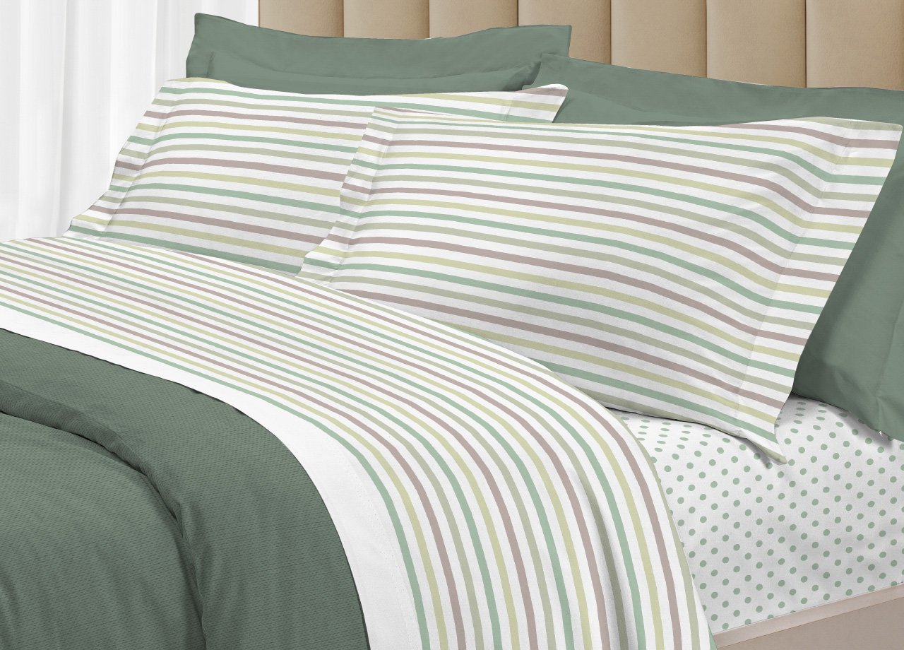 Set Completo Lenzuola In 100% Cotone Linea 30Ventisette Riga Dots - Foto 17 di 21